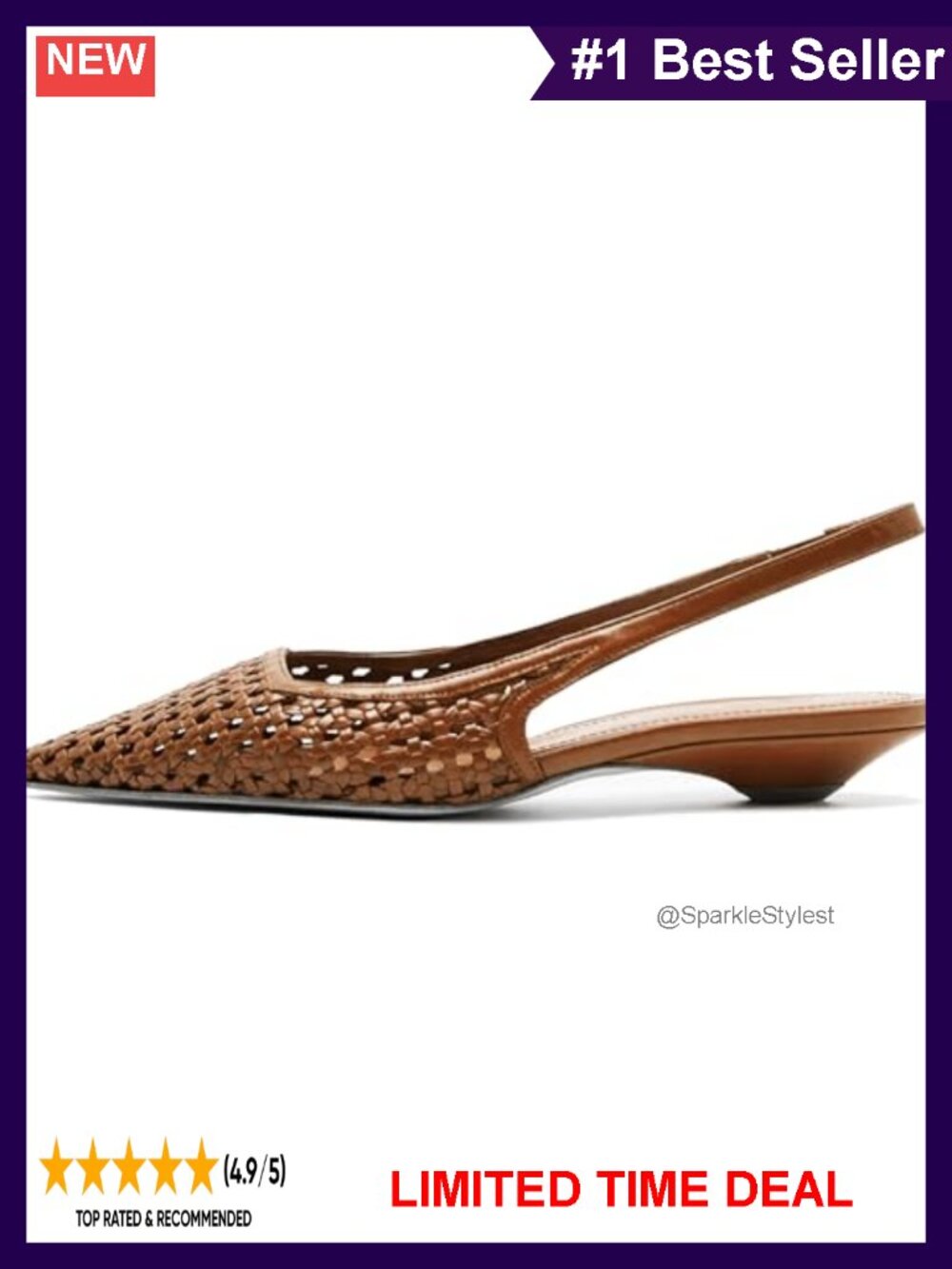 Woven Slingback Kitten Heel Pointed Toe Dress Pumps